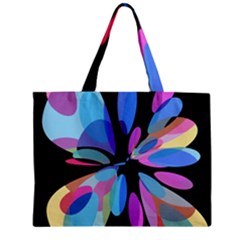 Blue Abstract Flower Zipper Mini Tote Bag