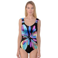 Blue Abstract Flower Princess Tank Leotard 