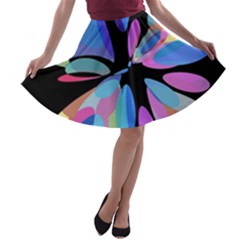 Blue Abstract Flower A-line Skater Skirt