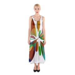 Colorful Abstract Flower Sleeveless Maxi Dress