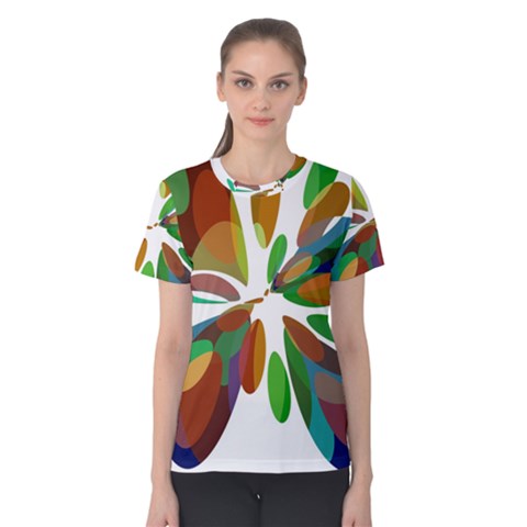 Colorful Abstract Flower Women s Cotton Tee by Valentinaart