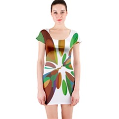 Colorful Abstract Flower Short Sleeve Bodycon Dress by Valentinaart