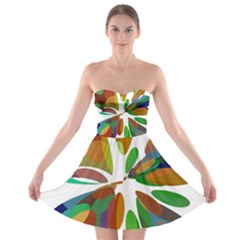 Colorful Abstract Flower Strapless Dresses