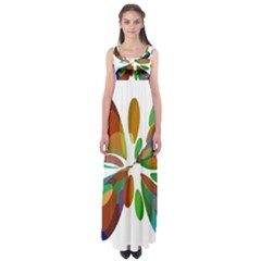 Colorful Abstract Flower Empire Waist Maxi Dress