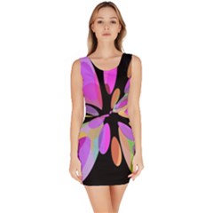 Pink Abstract Flower Sleeveless Bodycon Dress by Valentinaart