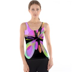 Pink Abstract Flower Tank Top by Valentinaart