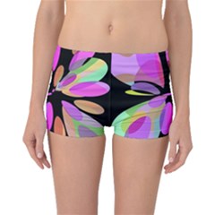 Pink Abstract Flower Boyleg Bikini Bottoms