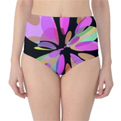 Pink Abstract Flower High-waist Bikini Bottoms by Valentinaart