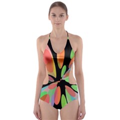 Colorful Abstract Flower Cut-out One Piece Swimsuit by Valentinaart