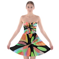 Colorful Abstract Flower Strapless Dresses