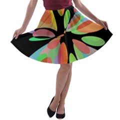 Colorful Abstract Flower A-line Skater Skirt