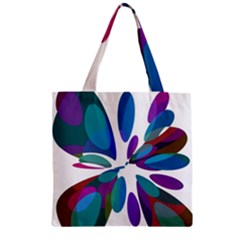 Blue Abstract Flower Zipper Grocery Tote Bag