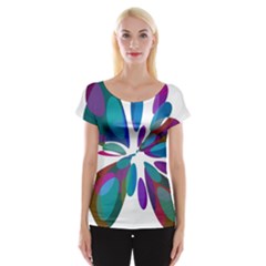 Blue Abstract Flower Women s Cap Sleeve Top by Valentinaart