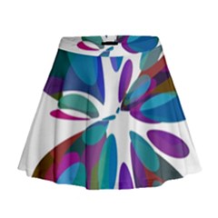 Blue Abstract Flower Mini Flare Skirt by Valentinaart