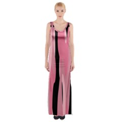 Black And Pink Camo Abstract Maxi Thigh Split Dress