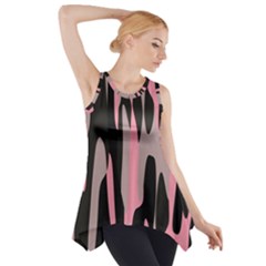 Pink And Black Camouflage Abstract Side Drop Tank Tunic