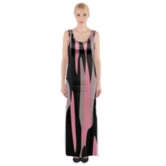 Pink And Black Camouflage Abstract Maxi Thigh Split Dress