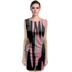 Pink And Black Camouflage Abstract Classic Sleeveless Midi Dress