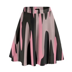 Pink And Black Camouflage Abstract High Waist Skirt