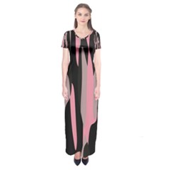 Pink And Black Camouflage Abstract Short Sleeve Maxi Dress by TRENDYcouture