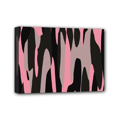 Pink And Black Camouflage 2 Mini Canvas 7  X 5  by TRENDYcouture