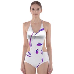 Purple Twist Cut-out One Piece Swimsuit