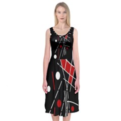 Artistic Abstraction Midi Sleeveless Dress