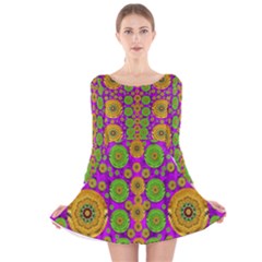 Fantasy Sunroses In The Sun Long Sleeve Velvet Skater Dress by pepitasart