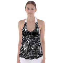 Gray Abstraction Babydoll Tankini Top by Valentinaart