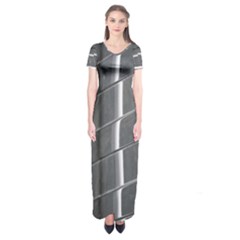 Reflective Stripes Short Sleeve Maxi Dress