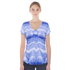 Tie Dye Indigo Short Sleeve Front Detail Top