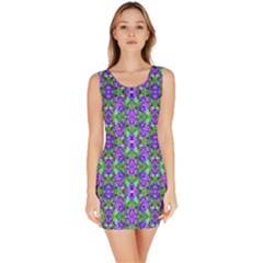 Pretty Purple Flowers Pattern Sleeveless Bodycon Dress by BrightVibesDesign