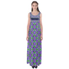 Pretty Purple Flowers Pattern Empire Waist Maxi Dress