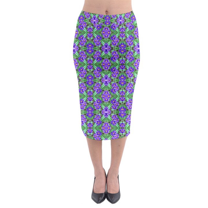 Pretty Purple Flowers Pattern Midi Pencil Skirt