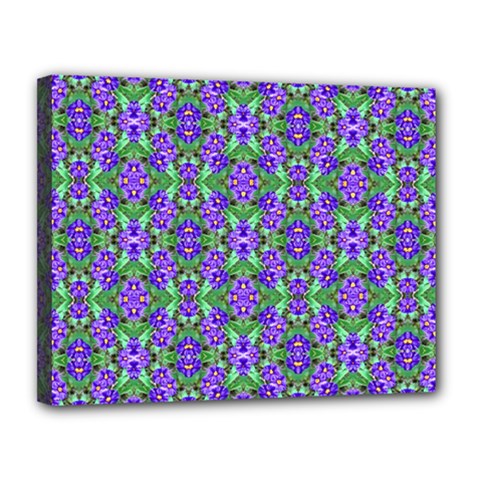 Pretty Purple Flowers Pattern Canvas 14  X 11  by BrightVibesDesign