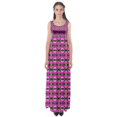 Pretty Pink Flower Pattern Empire Waist Maxi Dress