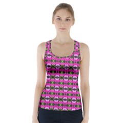 Pretty Pink Flower Pattern Racer Back Sports Top