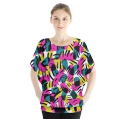 Kate Tribal Abstract Batwing Chiffon Blouse