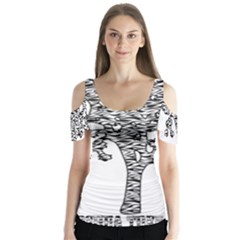 Jt Zebra Stipes 11 X 17 Butterfly Sleeve Cutout Tee 