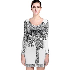 Joshua Tree Zebra Stripes Long Sleeve Velvet Bodycon Dress