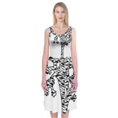 Joshua Tree Zebra Stripes Midi Sleeveless Dress