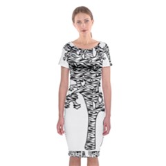 Joshua Tree Zebra Stripes Classic Short Sleeve Midi Dress