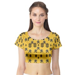  Disco Dancing In The  Tribal Nature  Short Sleeve Crop Top (tight Fit) by pepitasart