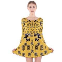  Disco Dancing In The  Tribal Nature  Long Sleeve Velvet Skater Dress