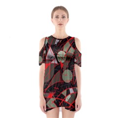 Artistic Abstraction Cutout Shoulder Dress