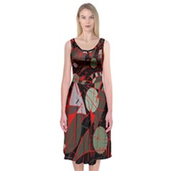 Artistic Abstraction Midi Sleeveless Dress