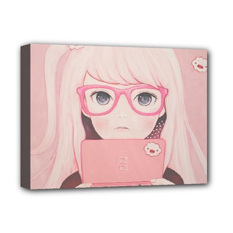 Gamegirl Girl Deluxe Canvas 16  X 12   by kaoruhasegawa