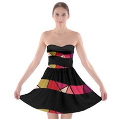 Abstract Waves Strapless Dresses