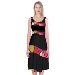 Abstract Waves Midi Sleeveless Dress