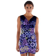 Night Flowers Wrap Front Bodycon Dress